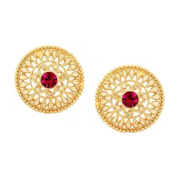 Vighnaharta Set Of 3 Gold-Plated Circular Shaped Stud Earrings-1