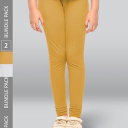 LYRA Girls Pack Of 2 Churidar-Length Cotton Breathable Leggings-image-17