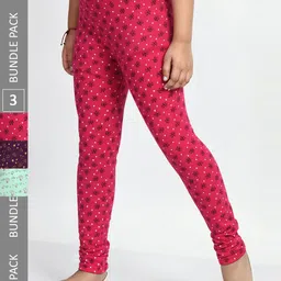 BAESD Girls Pack of 3 Printed Pure Cotton Leggings-picture-31