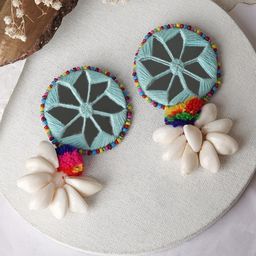 TEEJH Fabric Contemporary Drop Earrings-18