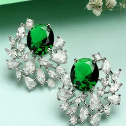 KARATCART Green Contemporary Hoop Earrings-18