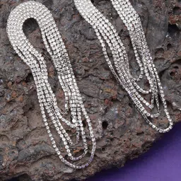 DressBerry Silver Plated Contemporary Rhinestone Drop Earrings-picture-55