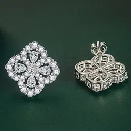 Designs & You Silver-Plated Cubic Zirconia Studded Contemporary Studs Earrings-50