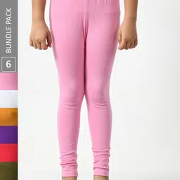 BAESD Girls Pack Of 6 Super Soft Churidar Length Leggings-image-74