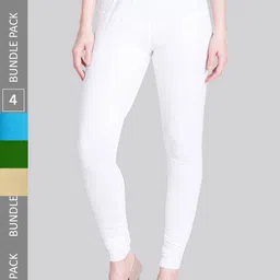 LYRA Women Pack Of 4 Churidar-Length Cotton Lycra Leggings-picture-26