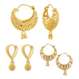 Vighnaharta Set Of 3 Gold-Plated Floral Hoop Earrings-15