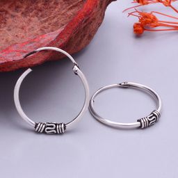 Abhooshan Pure 92.5 Sterling Silver Oxidised Hoop Earrings-image-18