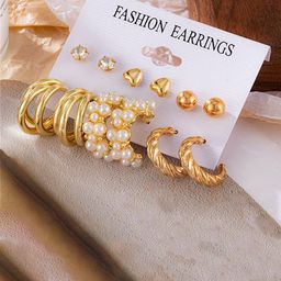 Jewels Galaxy Set of 6 Contemporary Studs Earrings-7