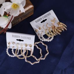 YouBella Set of 12 Gold-Plated Contemporary Drop Earrings-20