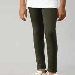 Kryptic Girls Olive Green Cotton Ankle-Length Leggings-picture-14