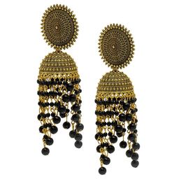 Shining Jewel - By Shivansh Gold-Plated Dome Shaped Jhumkas Earrings-33