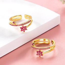 Peora Gold-Plated CZ-Studded Toe Rings-image-74