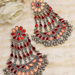 Moedbuille Silver Plated Floral Chandbalis Earrings-75