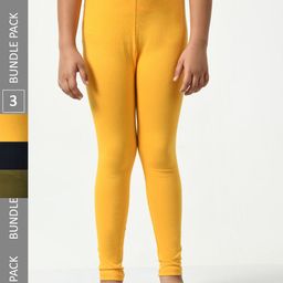 BAESD Girls Pack Of 3 Churidar-Length Super Soft Cotton Lycra Leggings-picture-1