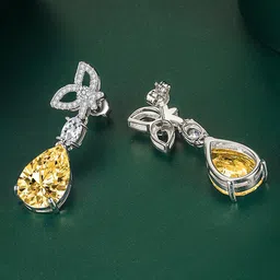 Designs & You Silver-Plated Cubic Zirconia-Studded Teardrop Shaped Drop Earrings-14