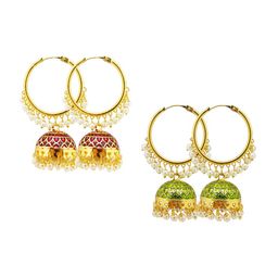 FEMMIBELLA Set Of 2 Gold Plated Circular Hoop Earrings-47