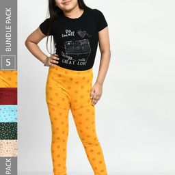 BAESD Girls Pack Of 5 Printed Cotton Churidar-Length Leggings-image-40