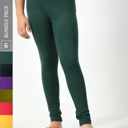 BAESD Girls Pack Of 6 Churidar-Length Leggings-image-56