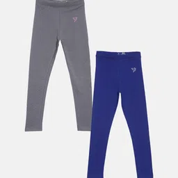 TWIN BIRDS Girls Pack Of 2 Solid Pure Cotton Tailored-Fit Ankle-Length Leggings-picture-38