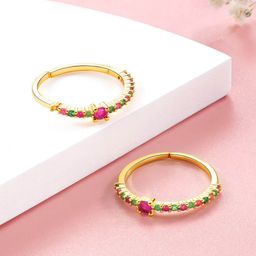 Peora Gold-Plated & CZ Studded Adjustable Toe Rings-picture-35