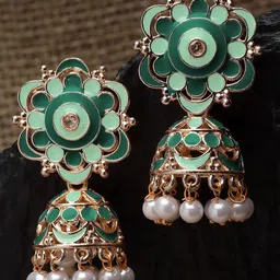 KARATCART Rose Gold Plated Contemporary Jhumkas-image-55