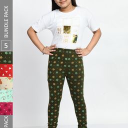 BAESD Girls Pack Of 5 Printed Ankle Length Pure Cotton Leggings-picture-12