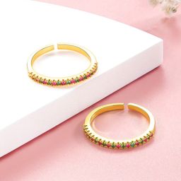 Peora Gold-Plated CZ-Studded Adjustable Toe Rings-picture-27