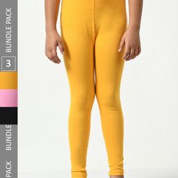 BAESD Girls Pack Of 3 Super Soft Churidar-Length Leggings-image-128