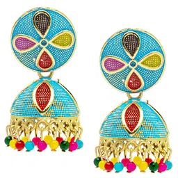Shining Jewel - By Shivansh Gold-Plated Contemporary Drop Earrings-image-38