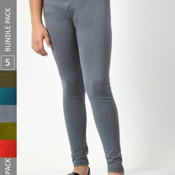 BAESD Girls Pack Of 5 Churidar-Length Leggings-image-59