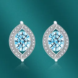 Designs & You Silver-Plated Cubic Zirconia-Studded Contemporary Studs Earrings-58