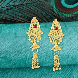 Vighnaharta Gold-Plated Classic Drop Earrings-22