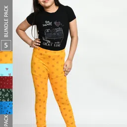 BAESD Girls Pack Of 5 Printed Super Soft Cotton Ankle-Length Leggings-image-50