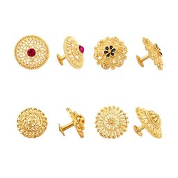 Vighnaharta Set Of 4 Gold-Plated Circular Shaped Stud Earrings-2