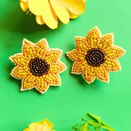 Sangria Beaded Bohemian Floral Studs Earrings-28