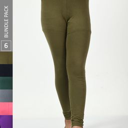 BAESD Girls Pack of 6 Churidar-Length Leggings-image-103