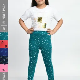 BAESD Girls Pack Of 5 Printed Cotton Ankle-Length Leggings-picture-2