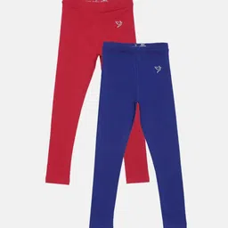 TWIN BIRDS Girls Pack of 2 Pure Cotton Ankle-Length Leggings-image-87
