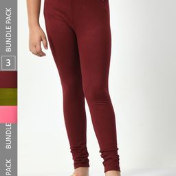 BAESD Girls Pack Of 3 Churidar Length Leggings-image-128