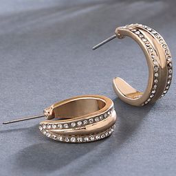 Accessorize London Silver-Toned Crystal Super Classics Pave Edge Hoop Earring-image-33