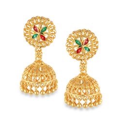 Vighnaharta Gold-Plated Floral Jhumkas-image-82