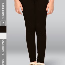LYRA Girls Pack Of 2 Churidar-Length Cotton Breathable Skin Friendly Leggings-image-74