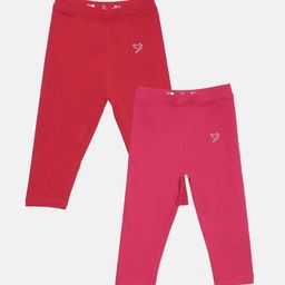 TWIN BIRDS Girls Pack Of 2 Three-fourth Length Pure Cotton Leggings-image-72
