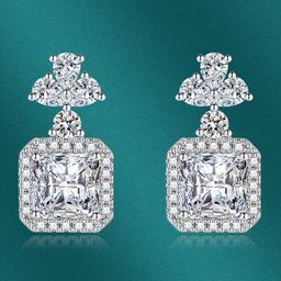 Designs & You Silver Plated Cubic Zirconia Square Drop Earrings-29