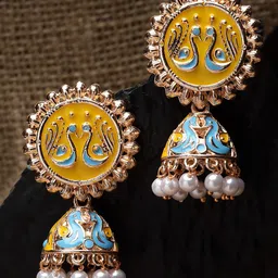 KARATCART Rose Gold-Plated Contemporary Jhumkas-14