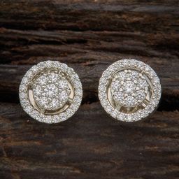 Kushal's Fashion Jewellery White Circular Studs Earrings-image-80