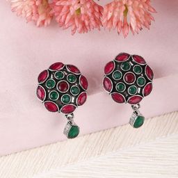 Sangria Silver-Plated Oxidised Earrings-image-63