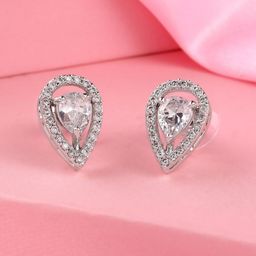 Estele Silver-Plated Teardrop Shaped Studs Earrings-14