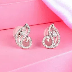 Estele Silver Plated Peacock Shaped Studs Earrings-image-41