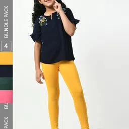 BAESD Girls Pack Of 4 Churidar-Length Leggings-picture-42